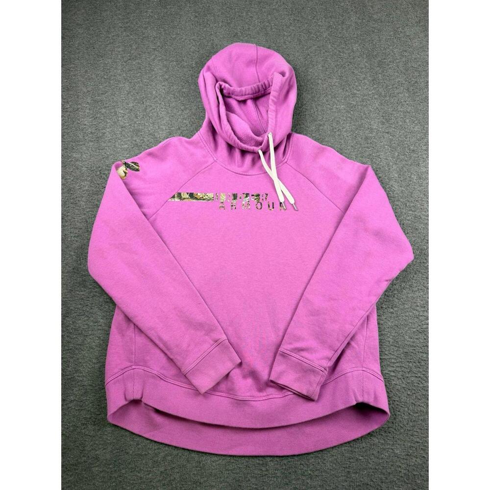 Under Armour Women's Medium Purple Camo Logo Pullover Hoodie Sweatshirt Fleece